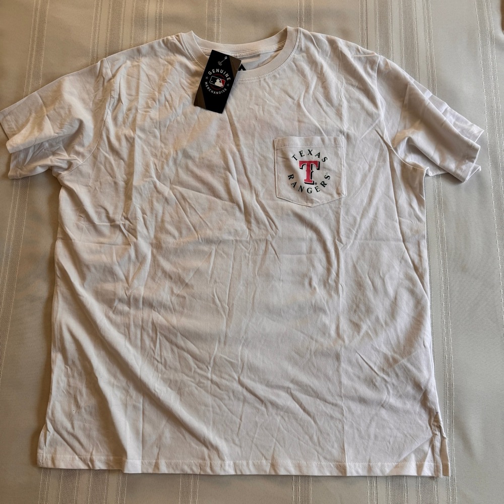 Majestic Texas Rangers Pocket T-Shirt White Floral Rose Graphic MLB XLarge - Picture 3 of 8
